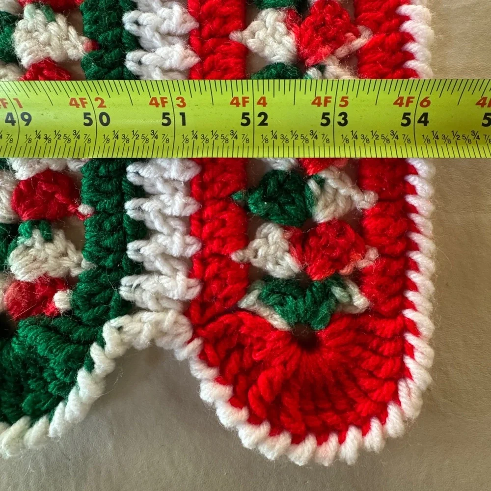 Hand-Crocheted Holiday Scalloped Edge Afghan Blanket Throw (62” x 54”)